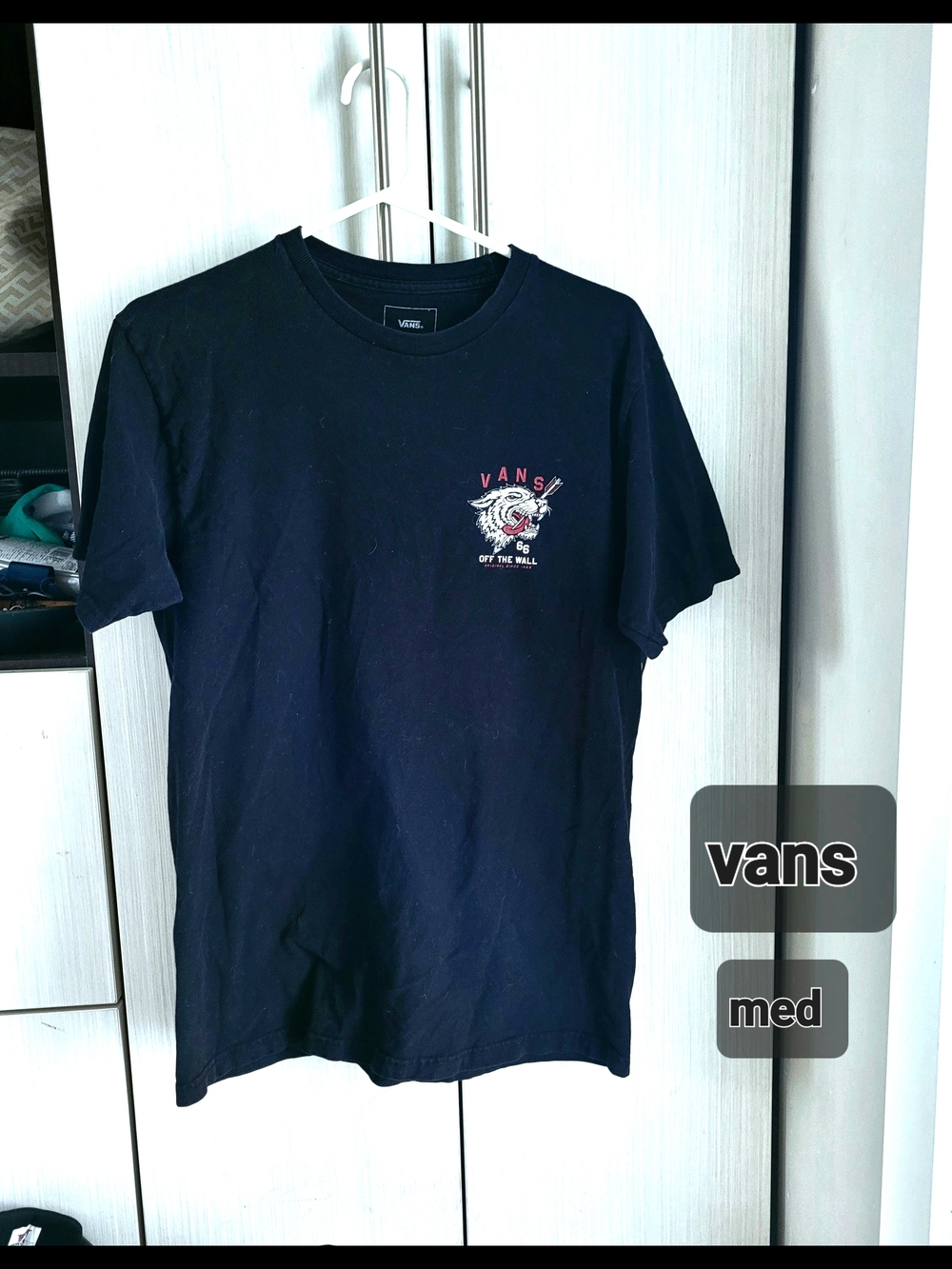 Vans Black Short Sleeve Tee with Small Chest Graphic